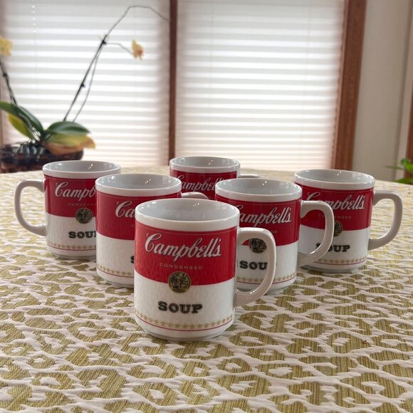 6 Set VTG 1981 Campbells Soup Porcelain Mugs Corning Glass Works Microwave Safe - Picture 8 of 8